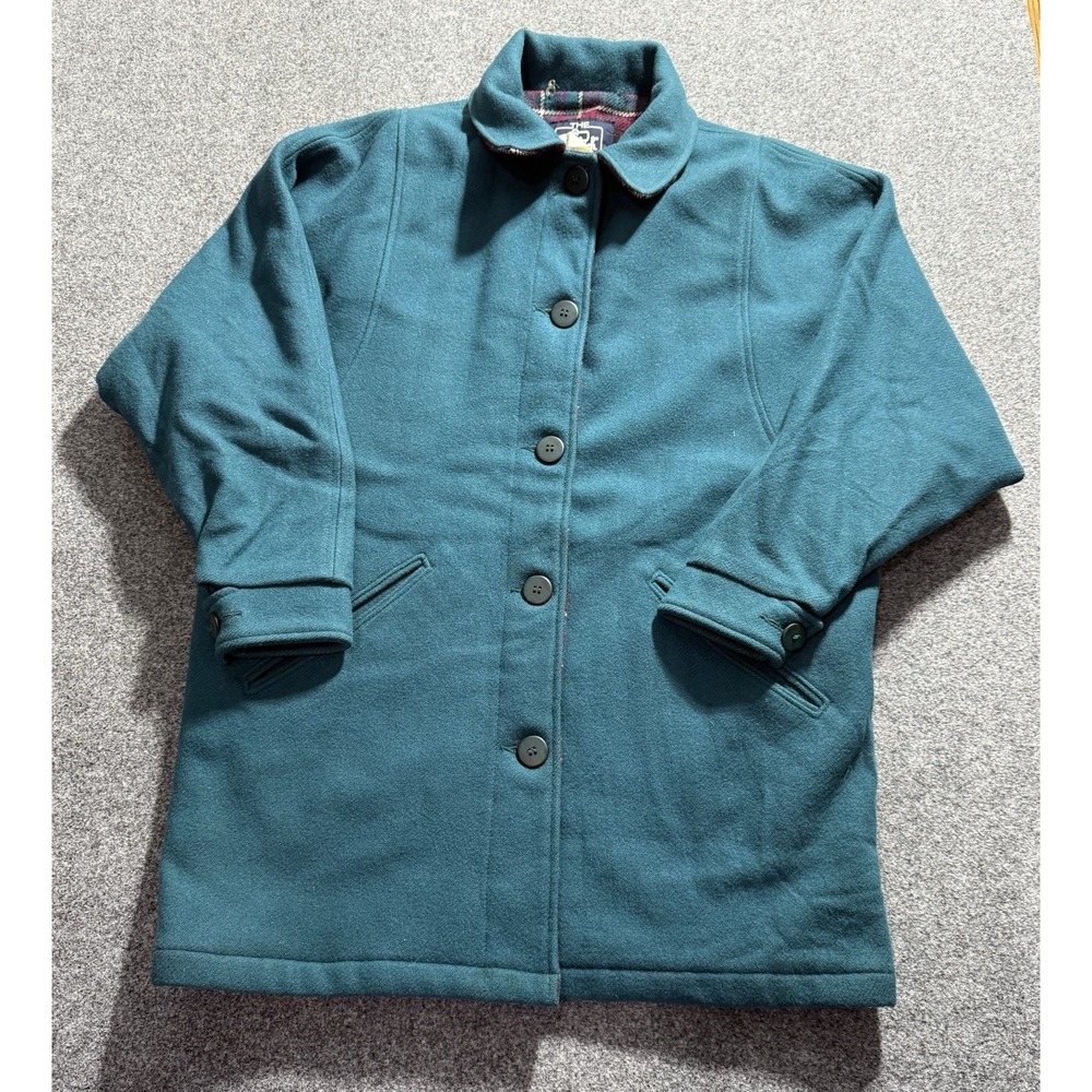 Vintage Woolrich Jacket Women's M Blue Overcoat Long Wool Lined‎